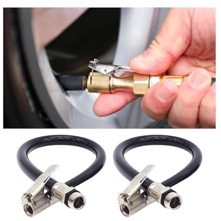 JNNJ 2Pcs Auto Reifenfüllschlauch, Reifenfüller Ventilverlängerung, 37cm Inflator Pumpe Schlauch, Reifenfüller Erweiterung Universal für Auto Motorrad LKW(Schwarz)