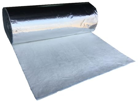 Glasfasermatte selbstklebend Isolierdecke aus Glasfaser mit Aluminiumüberzug, Isolierung für Kaminrohre und Heizungen(100X100X3cm)