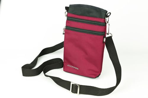 ADORRES Mit Wunschname möglich. Schultertasche, Hüfttasche, Leckerlitasche für Hunde, Futtertasche mit Magnetverschluss und Kotbeutelfach, Leckerlitasche Handyformat Magnetic Dark Red Edition