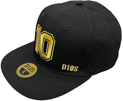 Napoli D10S Berretto Baseball Unisex Nero/Bianco - Adulto 100% Cotone (Nero, Piatto)