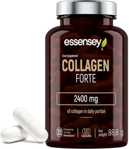 ESSENSEY - Kollagen Forte I 2400 mg pro empfohlene Tagesdosis I 120 Kapseln I Hydrolysiertes Kollagen Typ I SOLUGEL® I 60 Tagesdosen I Leicht zu schlucken