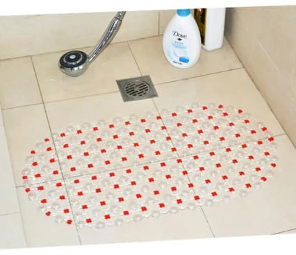 Super Mundo - Alfombrilla Ducha Antideslizante con Ventosas Fuerte para Bañera (93501) (Rojo)
