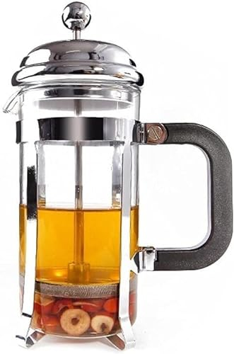 Cafetera grande,cafetera de viaje,Cafetera de prensa francesa, Olla de prensa francesa Filtros de prensa francesa fáciles de limpiar Acero inoxidable Vidrio resistente al calor de doble pared