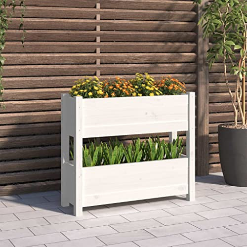 FUDUGEHMIOFWFJJ teichbecken,pflanzkübel XXL,pflanzkübel rechteckig,Pflanzkübel Weiß 77x25x66 cm Massivholz KieferGeeignet für Garten, Terrasse, Schlafzimmer, Wohnzimmer