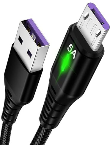 1M Micro USB Cable, Micro USB to USB-A Charging Cable, 5A Fast Charging, 480Mbps Hight Speed Transfer, Pilot Lamp, USB2.0, Android Charger Cable for Samsung, LG, Nokia, Xbox,HTC,Sony, Kindle Fire