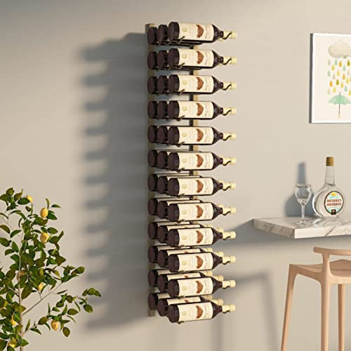 Xichuzi Wand-Weinregal für 36 Flaschen Golden Eisen, Flaschenregal, Weinhalter Wand, Flaschen Regal, Flaschenhalter Wein, Bar Regal Wand, Wine Holder, Weinflaschenregal