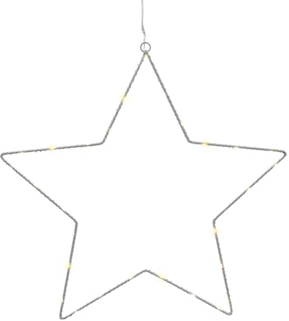 Spetebo LED Metallstern Silhouette weiß mit Saugnapf zum Hängen - 30 cm - Deko Leuchtstern warm weiß beleuchtet Batterie betrieben mit Timer - Weihnachten Advent Winter Fenster Leuchte