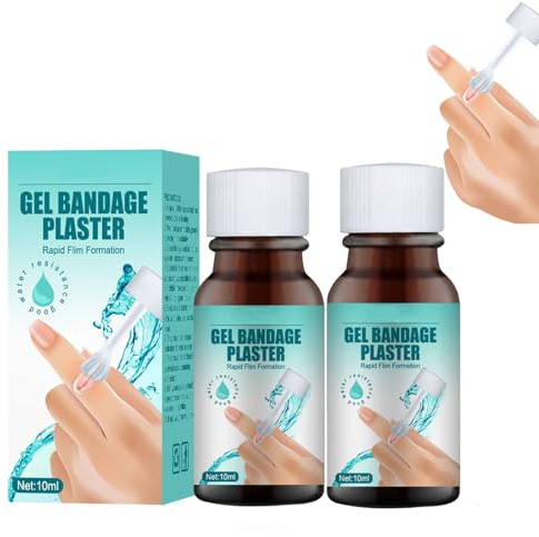 2 vendas de yeso líquido de gel de secado rápido para cortes menores, rasguños, heridas y piel seca agrietada, impermeable, transpirable (2)