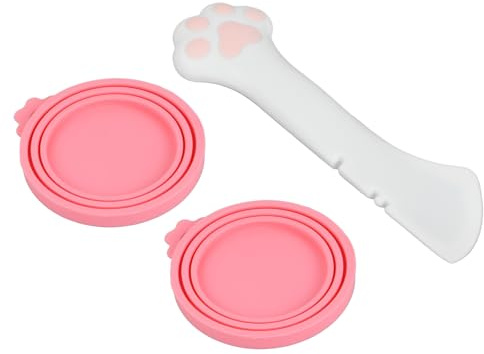 Duronge 3Pcs Cat Can Lids, Cat Food Spoon Covers Opener, Dog Claw Spoons, Silicone Dog Storage Openers, Universal Silicone Can Covers, for Dog Can Food Spoon for Cat Wet Dry