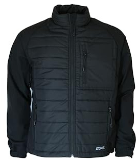 Atomic Workwear arbetsjacka för män med stretchpaneler | Isolerad arbetsjacka med ripstop-nylon fram- och sidostretchpaneler | Softshell arbetsjacka, Svart, M