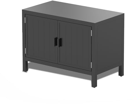 Outdoor Kitchen Island with Storage, Aluminum Kitchen Storage Island Outdoor Grill Table, Freestanding Outdoor Prep Table Grill Storage Cabinet with Protective Cover for BBQ, Deck, Patio