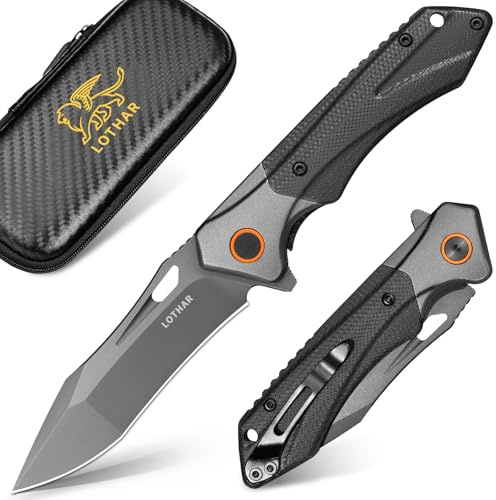 LOTHAR LICH KING mini Klappmesser, 7.4CM D2 Stahl Taschenmesser | Einhandmesser mit G10 Griff, Messer Outdoor Survival für Camping, Geschenke für Alle (D2-mini-Schwarz)