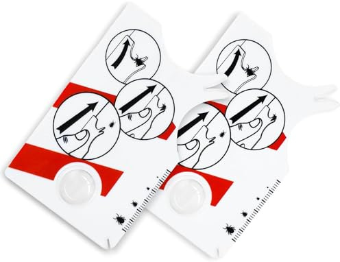 AURIVEE Scheda per Zecche 2 Pezzi, Estrattore Medico con Lente d'Ingrandimento per Umani, Cani & Gatti, Rimozione Rapida e Sicura