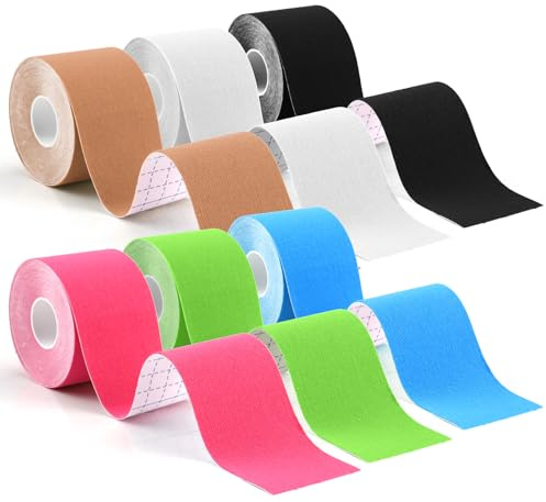Zosenyer 6 Rotoli Kinesio Tape, 5cm x 5m Tape Kinesiologico, Impermeabile ed Elastico Taping Kinesiologico per Ginocchio, Spalla, Corpo, Plantare, Supporto Muscolare, Articolazioni, 6 Colori