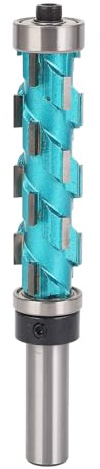 Yctze Broca Rebajadora de Acabado a Ras Profesional, Vástago de 12mm, Doble Rodamiento para Carpintería con Longitud de Corte de 65mm y Aplicaciones Versátiles