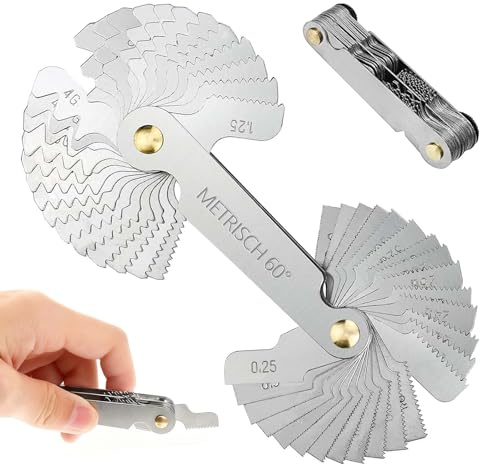 52 Stück Gewindelehre Metrisch und Imperial, Gewindesteigungslehre, Edelstahl-Schraubgewindelehre, Gewindesteigungslehre, Messwerkzeug für industrielle Messschraube/Mutter, Gewindeprüfer