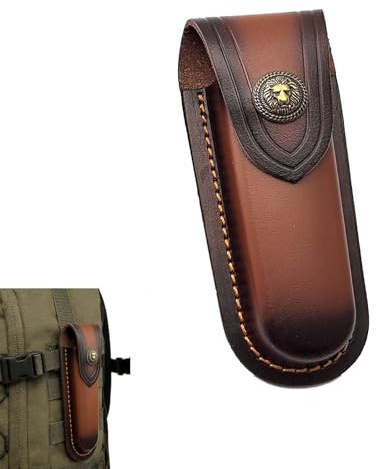 Étui pour Couteau Cuir, Housse de Protection pour Couteaux de 13 cm Etuis pour Couteaux Vintage Pochette Ceinture Couteau Robuste et Durable, Marron, Sac à Ceinture pour Camping et Randonnée