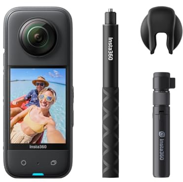 Insta360 X3 Bullet Time Bundle - Waterproof 360° Action Camera with 1/2 Inch Sensor, 5.7K 360°, 72MP 360° Photos, Stabilization, 2.29 Inch Touch Screen, Vibration Feedback, AI Editing, Live Streaming