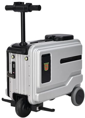 Elektrisk Resväska Ride On 20 Tum Med TSA-Batteri, Nattljus LED, USB-Port, Mugghållare Och Flygplats Scooter Luggage För Enkla Resor(Silver)