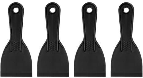 QUARKZMAN 4pcs Espátula De agramasa 2.95 Cuchillas De agramasa Plásticas Flexibles Desechables Herramienta De Limpieza Para Extender Pintura Reparación De Paredes Parches Relleno Negro