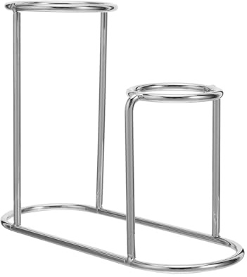 LALADEFIEE Crystal Ball Display Stand - Metal Sphere Holder for Glass Orb Gazing Globe Rock - Dual Rings Rack for Office Home Desktop Shelf ( 5cm/3.5cm Inner Diameter, Silver )