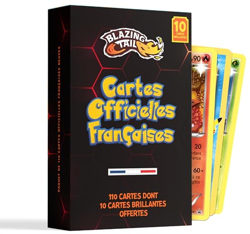 Blazing Tail -110 Cartes Françaises Officielles avec 10 Cartes Brillantes | Cartes Pokemon Neuves et Officielles Sans Double sans Carte Énergie - idéal Cadeau Enfant et Nouveau collectionneur