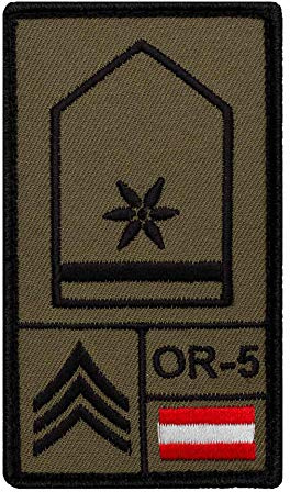Café Viereck ® Wachtmeister Österreich – Bundesheer Rank Patch mit Dienstgrad – Gestickt mit Klett – OR-5 Klett Militär Patch – 9,8 cm x 5,6 cm