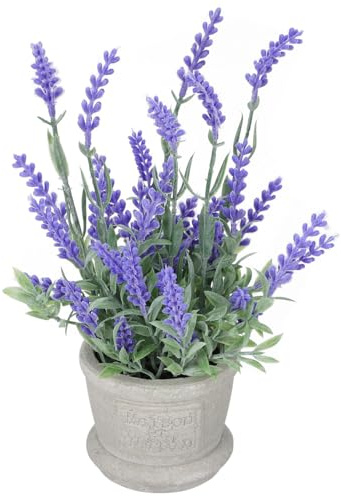 Homoyoyo Künstlicher Lavendel im Topf Realistische Kunststoffpflanze Mini-Deko mit Blumentopf Künstlicher Lavendel Im Topf für Zuhause Büro Garten Hochzeitsdekoration Inneneinrichtung 22Cm