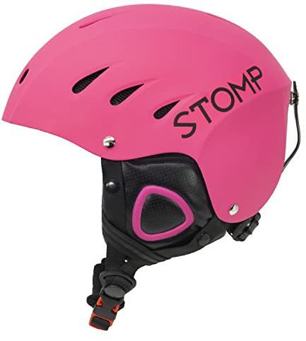 STOMP Ski & Snowboarding Snow Sports Helmet with Build-in Pocket in Ear Pads for Wireless Drop-in Headphone (Matte Pink, Large)