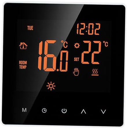 NO WiFi Termostato Inteligente, Termostato de Suelo Radiante eléctrico programable,Controlador de Temperatura Digital táctil con Pantalla LCD, para el hogar Oficina Escolar Hotel 16A