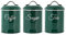 Innoteck Essentials Tea, Coffee, Sugar, Canister Set - Decorative Kitchen Food Storage - Easy to Open Airtight Lids - Storage Tin for Your Favorite Tea, Sugar, and Coffee - Set of 3 Canisters Green