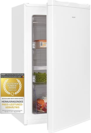 Exquisit® Congelador Table Top, 63L, Clase E, Color Blanco, Altura Regulable, Ruedas Traseras, 1 Cajón y 2 Bandejas de Fácil Acceso, Consumo 157 kWh/año, Medidas 82,5x45,3x46 Cm.
