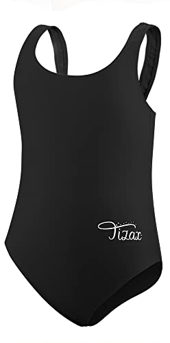 TIZAX Costume UV da Nuoto Intero Bambina Bikini da Bagno Ragazze Racerback Sportivo Nero 11-12 Anni