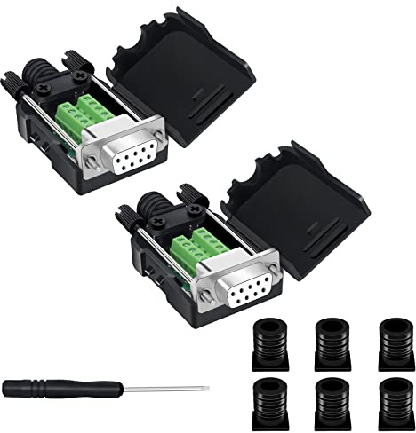 YIOVVOM DB9 Breakout-Anschluss, DB9 lötfreie RS232 D-SUB-Buchse, serielle Adapter, 9-poliger Anschluss, weißer Adapter auf Terminalstecker, Signalmodul mit Gehäuse, 2 Stück