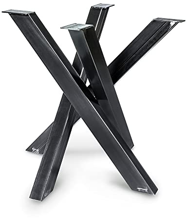 Magnetic Mobel Tischgestell Orion Design Kreuzgestell Schwerlast massiv Tischkufen Stahl Tischbeine Metall Profil 8x4 cm (S-Size 77x77xH71 cm, Industrial (Klarlack))