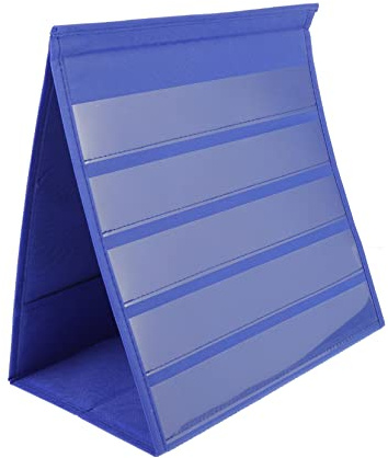 NUOBESTY Tabletop Pocket Chart Stand Small Teaching Pocket Chart Triangular Pocket Chart Sentence Strips Display Daily Schedule Calendar for Home Office 30.5x33cm