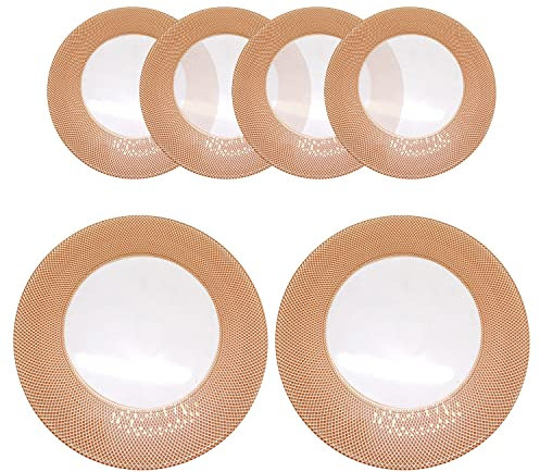 WedDecor Lot de 6 assiettes rondes de 33 cm, pour présentation de centre de table, mariage, banquet, fête de Noël, décorations de table, à carreaux or rose