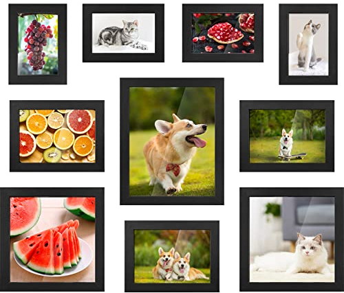 LIFERUN Bilderrahmen Set, 10er set bilderrahmen, Fotorahmen Rahmen-MDF, verschiedene größen 20x25 cm, 20x20 cm, 13x18 cm, 10x15cm, Bilder Foto Frame set für Familie Hochzeitsgeschenk (Schwarz)