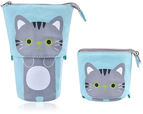 YeahBoom Federmäppchen Reißverschluss,2-in-1 Schlampermäppchen und Stifteköcher,Federmäppchen Mädchen,Ständer Bleistifthalter,Teleskopisch Mäppchen,Stifteköcher für Teenager Schülerin