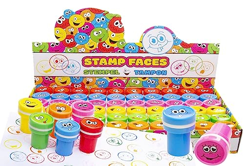 Carpeta 12 Stempel * LACHGESICHTER * als Mitgebsel für Kindergeburtstag oder Mottoparty | Perfekt zum basteln, malen, als Geschenk und Spiel für Kinder | Stamp Gesichter Faces