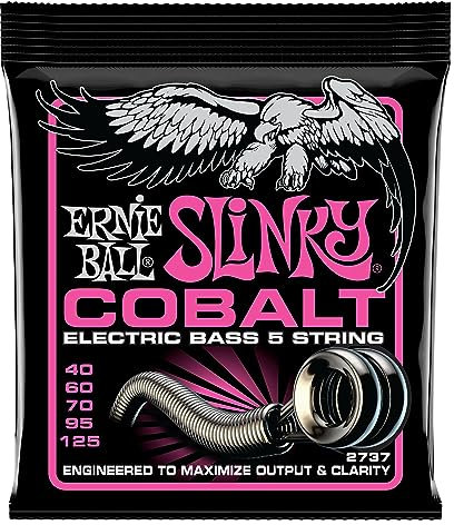 Ernie Ball, Bass 5 Super Slinky Cobalt, Corde per basso elettrico, diametro 40-125