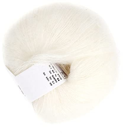 Wollstrickgarn, Angorawolle-Strickgarn mit Häkelarbeit, 26 G/Rolle, Weiches Mohair-Pashm-Strick-Angora-Langwollgarn für Kleidung, Schals, Pullover, Schals, Hüte (01 weiß)