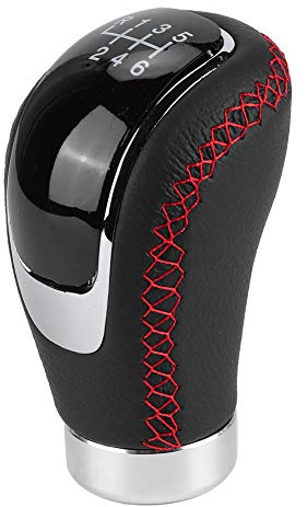 Schaltknauf Universal Leder Rot ABS 8-12mm Adapter | Fahrkomfort Ergonomisches R-Design, Handball Griffstück Lederbezug, Innenraumzubehör Leichtgewicht, Set mit 3 Gummiadaptern