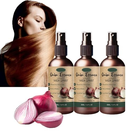 3 st. Onion Hair Serum lökstickessens hårspray biotin hårväxtsspray hårtillväxt accelerera 100 % ekologisk hårolja lök rosmarinolja för hår och hårbotten