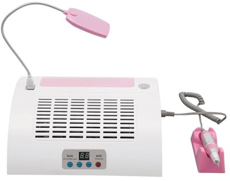 Máquina de manicura de uñas 5 en 1, recolector de polvo de uñas con taladro, taladro de uñas for pulir, máquina de gel de uñas de secado temporizado, lámpara de uñas LED, aspiradora de polvo de uñas
