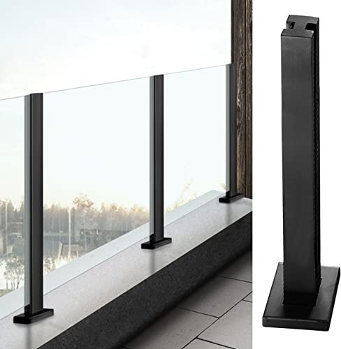 KEHSF Pince pour Poteau de Balustrade en Verre, Poteau de Garde-Corps en Verre Noir carré, clôture de Piscine en Verre, escalier de Jardin, Balustrade, Balcon, Pince pour Sol en Verre, Colonne de