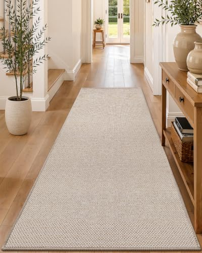 COLOR&GEOMETRY Schmutzfangmatte Innen 91x243cm, Beige, Fußmatte Innen | Rutschfeste Fußmatte, Eingangsteppich, mit Gummirücken, Dünn Türmatte, Türmatte für Eingang, Haustür, Rollen ohne Falten