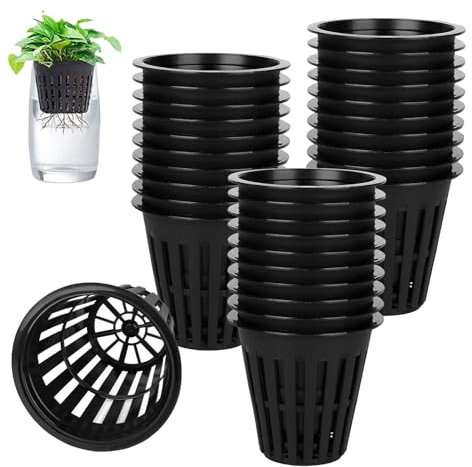 Hydroponik Net Pot 30 Stück - Hydroponischer Becher für Wasserkultur, Pflanztöpfe für Hydrokultur, Plant Cup Töpfe für Hydroponics Supplie, Schwarz (30PCS)