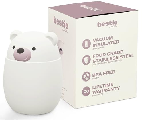Asobu Bestie - Contenitore per alimenti in acciaio inox, isolamento sottovuoto, coperchio in silicone, mantiene il cibo caldo o freddo per ore
