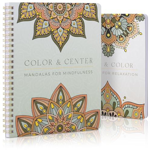 Lot de 2 magnifiques livres de coloriage pour adulte pour la relaxation – Livres de coloriage mandala avec citations inspirantes, ce qui en fait un excellent cadeau